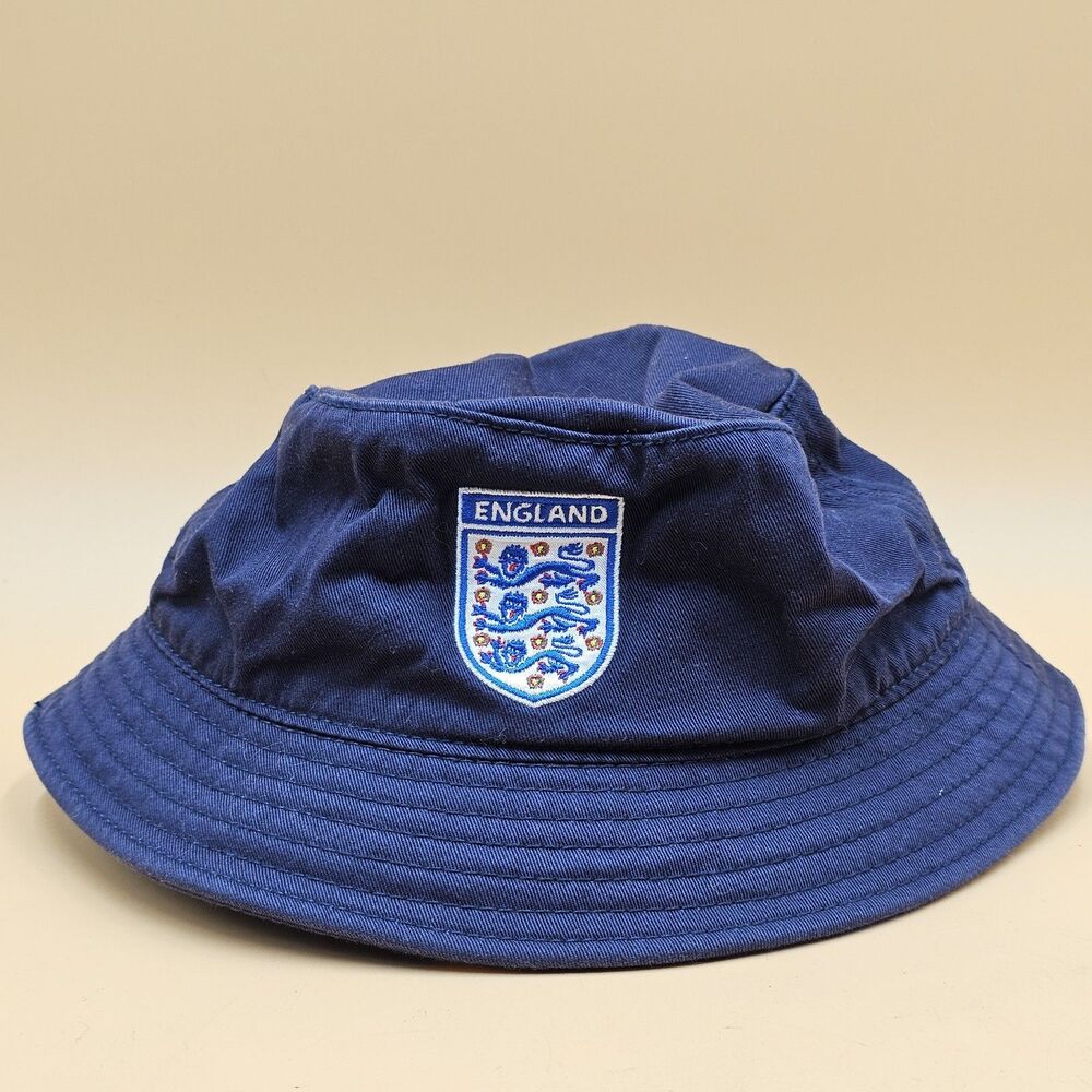 New Era England Bucket Hat 2010 Three Lions Navy Blue Football Cap Soccer FA